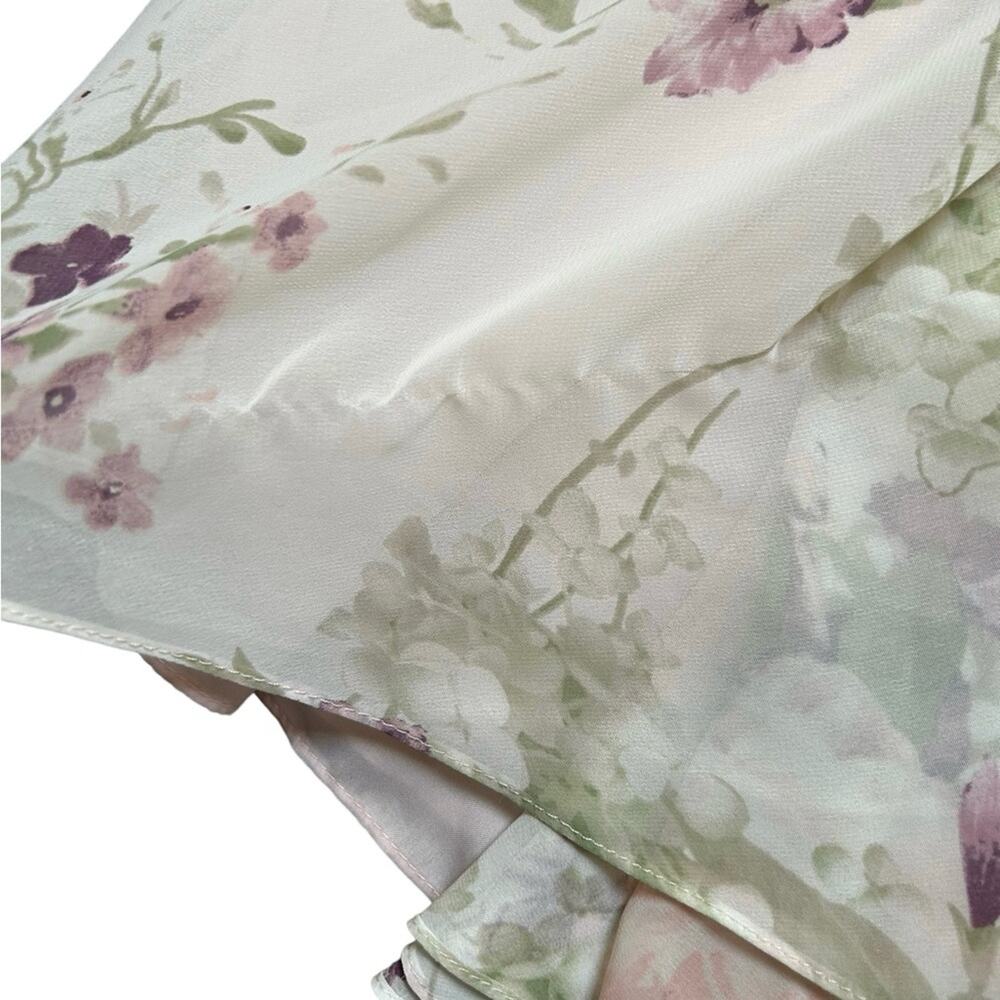 Jenny Yoo Floral Halter Maxi Dress in Cream and Pastel Green - Picture 8 of 11